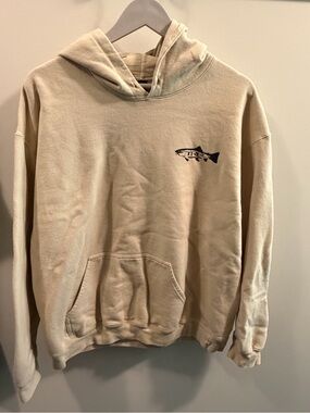 Three Rivers Ranch Fly Fishing Outfitters- Idaho - Beige Hoodie w/ Fish Graphic